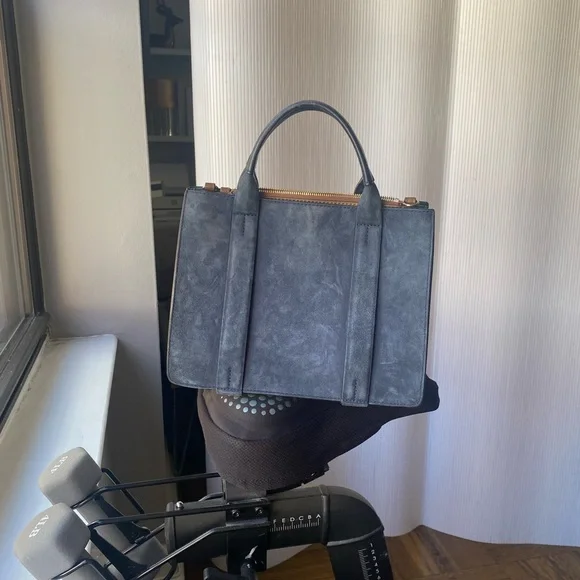 Theory Navy Suede Women's Handbag - Picture 2 of 6